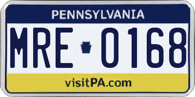PA license plate MRE0168