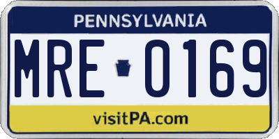 PA license plate MRE0169