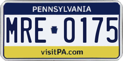 PA license plate MRE0175