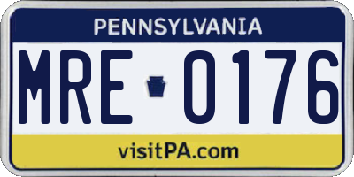 PA license plate MRE0176