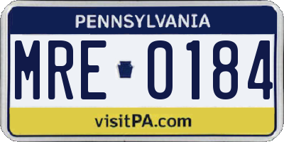 PA license plate MRE0184