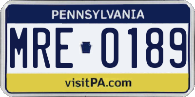 PA license plate MRE0189