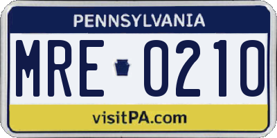 PA license plate MRE0210