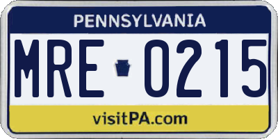 PA license plate MRE0215