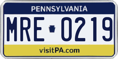 PA license plate MRE0219