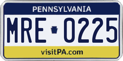 PA license plate MRE0225