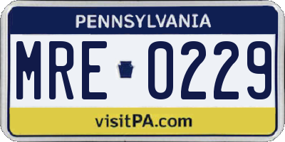 PA license plate MRE0229