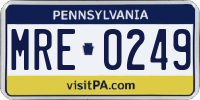 PA license plate MRE0249
