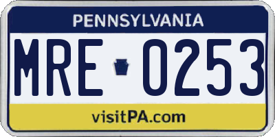 PA license plate MRE0253