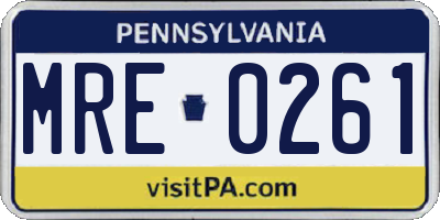 PA license plate MRE0261