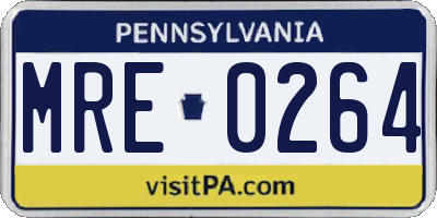 PA license plate MRE0264