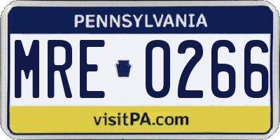 PA license plate MRE0266