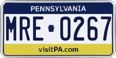 PA license plate MRE0267