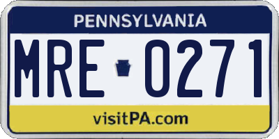 PA license plate MRE0271