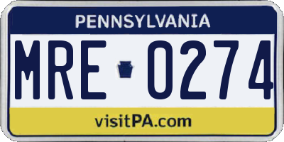 PA license plate MRE0274