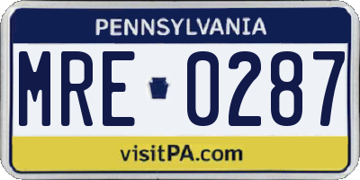 PA license plate MRE0287
