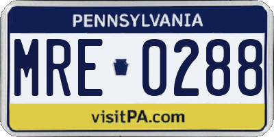 PA license plate MRE0288