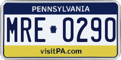 PA license plate MRE0290
