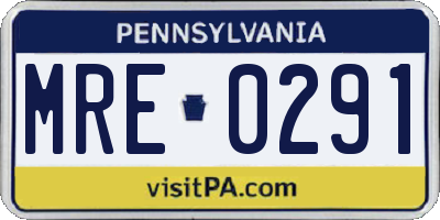 PA license plate MRE0291