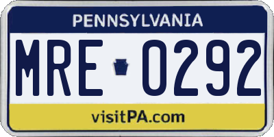 PA license plate MRE0292