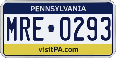 PA license plate MRE0293
