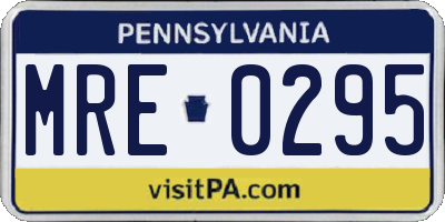 PA license plate MRE0295