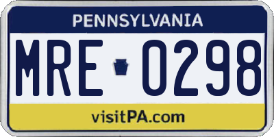 PA license plate MRE0298