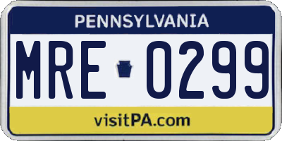 PA license plate MRE0299
