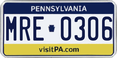 PA license plate MRE0306