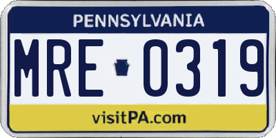 PA license plate MRE0319