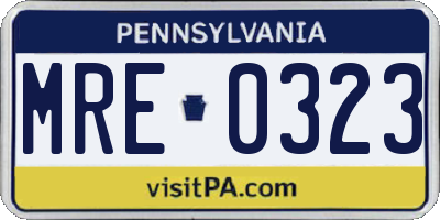 PA license plate MRE0323