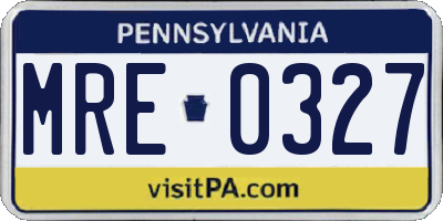 PA license plate MRE0327