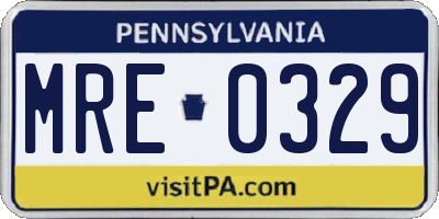 PA license plate MRE0329