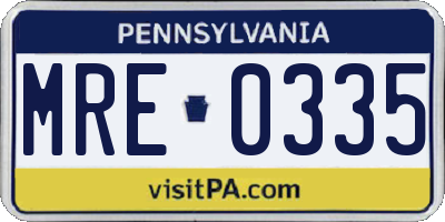 PA license plate MRE0335