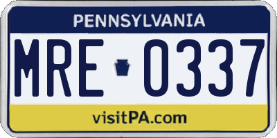 PA license plate MRE0337