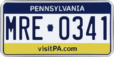 PA license plate MRE0341