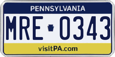 PA license plate MRE0343