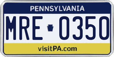 PA license plate MRE0350