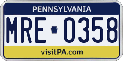 PA license plate MRE0358