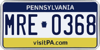 PA license plate MRE0368