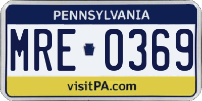 PA license plate MRE0369