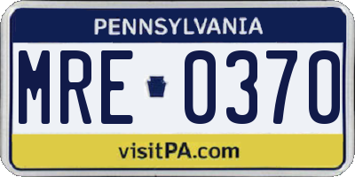 PA license plate MRE0370