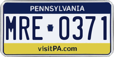 PA license plate MRE0371