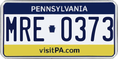 PA license plate MRE0373