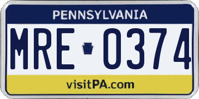 PA license plate MRE0374