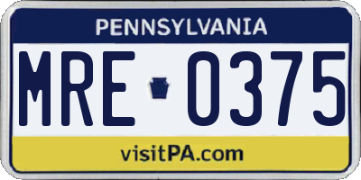 PA license plate MRE0375
