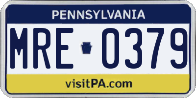 PA license plate MRE0379