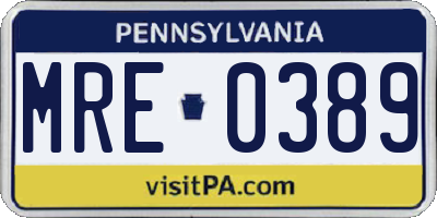 PA license plate MRE0389