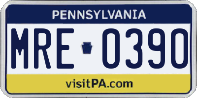 PA license plate MRE0390