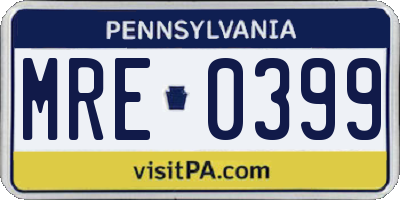 PA license plate MRE0399